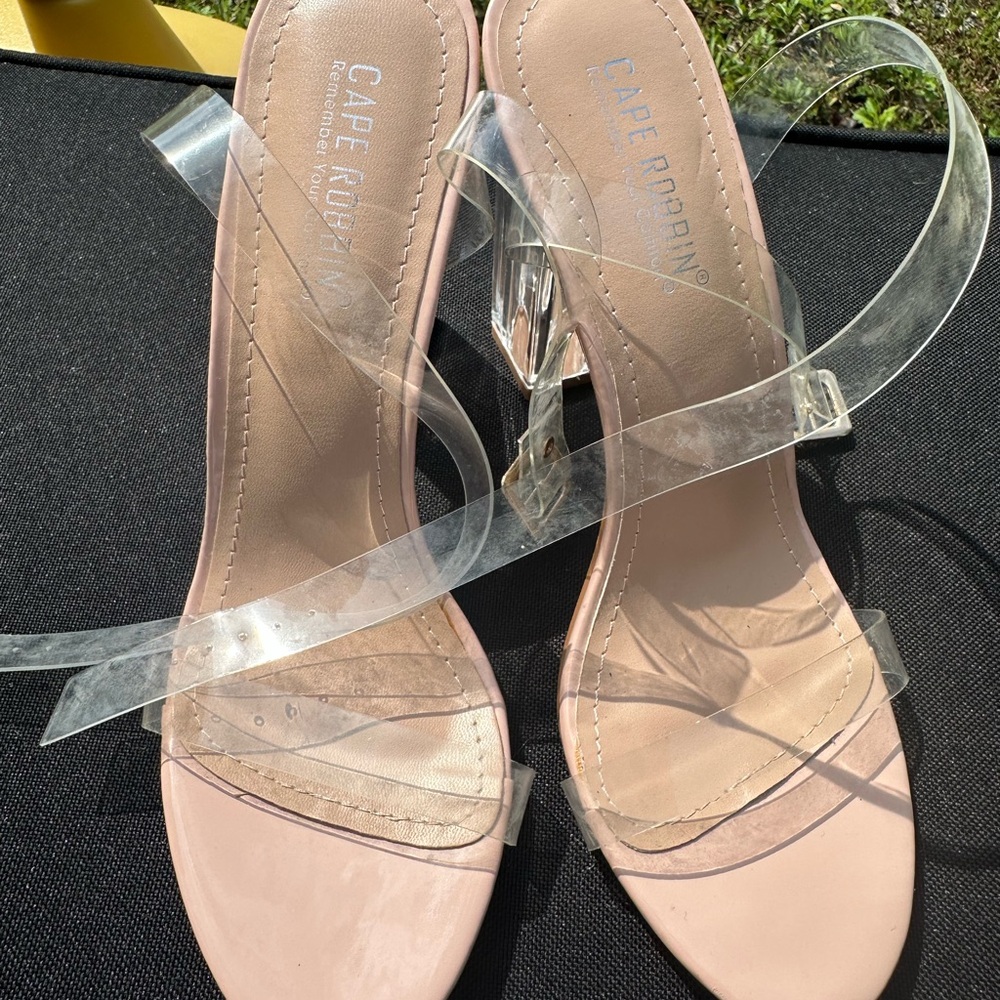 Cape Robbin Women's Heels with Clear Straps - Blush